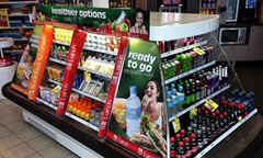 Caltex, food to go, display, soft drinks, healthy, ranging