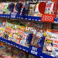 magazines, monocle, zoo, nuts, display, shelves, rack