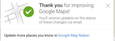 google maps thank you message